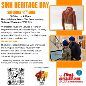 Sikh Heritage Day poster with images of the back of the Sikh Jacket and people using VR