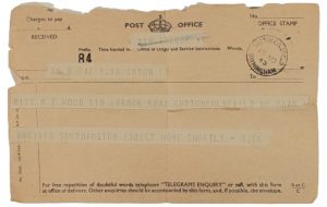 A telegram from a soldier returning home.